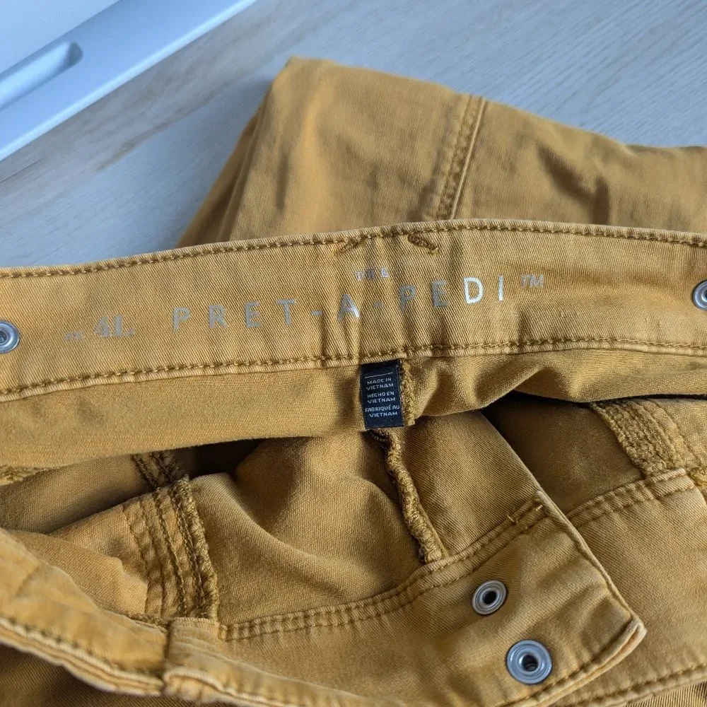 WHBM Soft Chino Ankle Pants Women's 4 Long Mustard Yellow